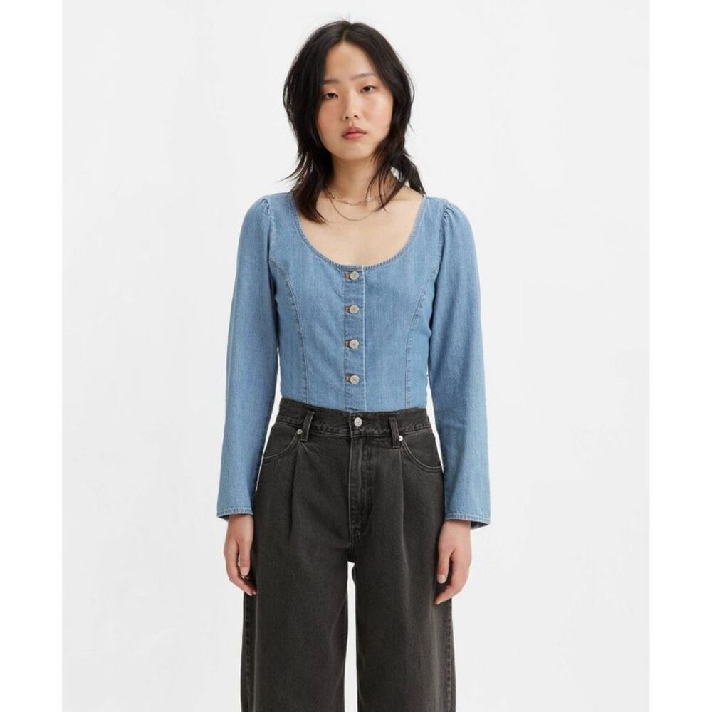 Levi's Women's Long Sleeve Daryn Corset Blouse - Dolly Blue S